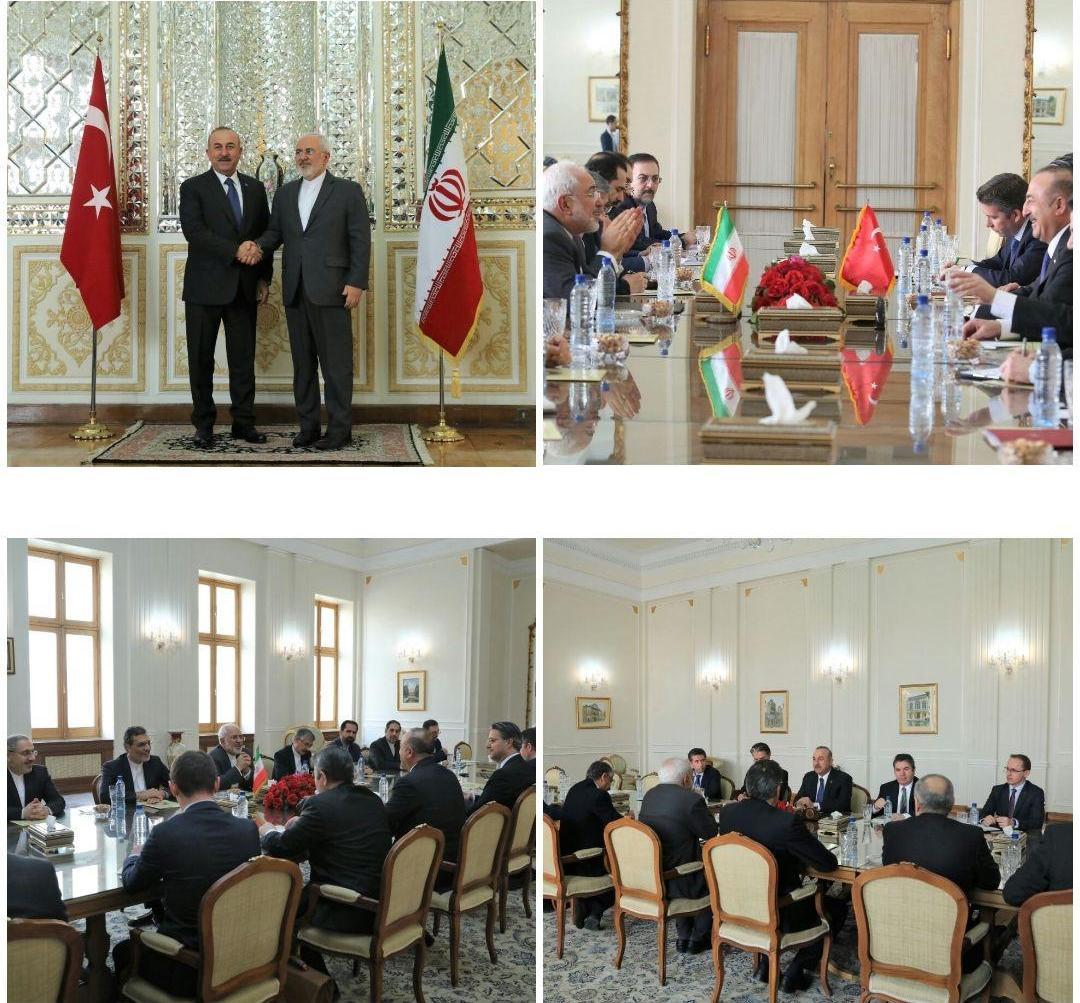 دیدار وزیر خارجه ترکیه با ظریف در تهران (+عکس)
