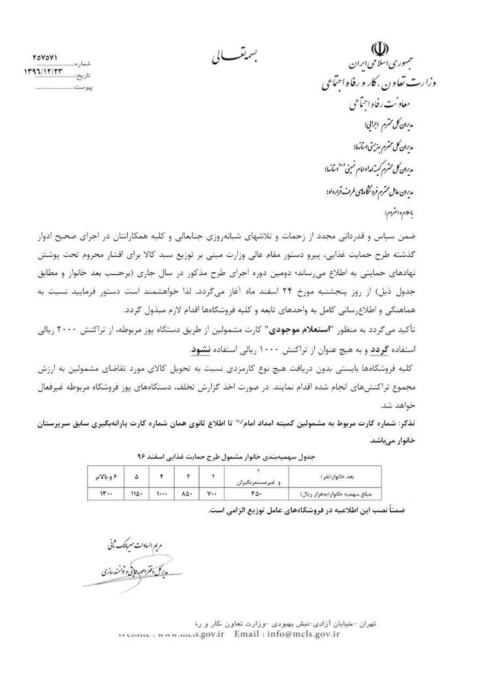 آغاز توزیع سبد امنیت غذایی از امروز آغاز توزیع سبد امنیت غذایی از امروز