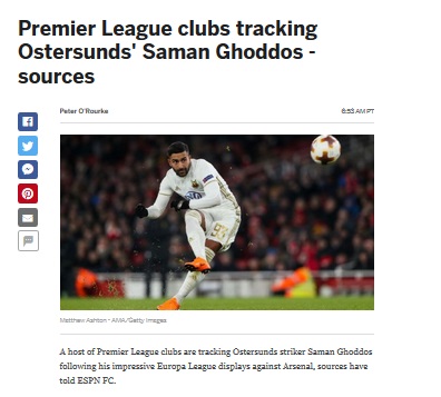 تیم های مطرح انگلیسی خواهان جذب سامان قدوس (+عکس) تیم های مطرح انگلیسی خواهان جذب سامان قدوس (+عکس)