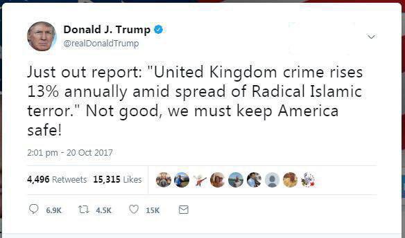 انتقاد مجدد ترامپ از وضعیت امنیتی انگلیس انتقاد مجدد ترامپ از وضعیت امنیتی انگلیس
