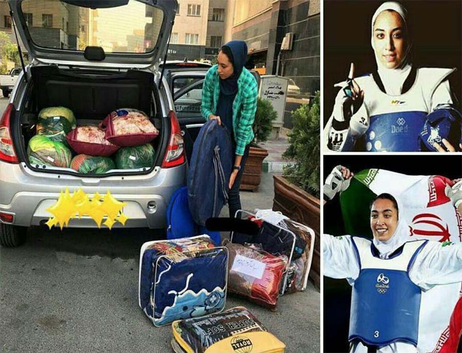 کمک های کیمیا علیزاده به زلزله زدگان غرب کشور (عکس)