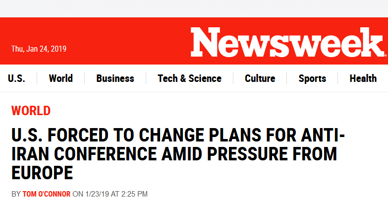 فشارهای اروپا به آمریکا برای عقب&zwnj;نشینی از اهداف ضد ایرانی کنفرانس ورشو