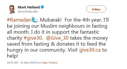 نماینده مسیحی پارلمان کانادا روزه میگیرد (+عکس) نماینده مسیحی پارلمان کانادا روزه میگیرد (+عکس)