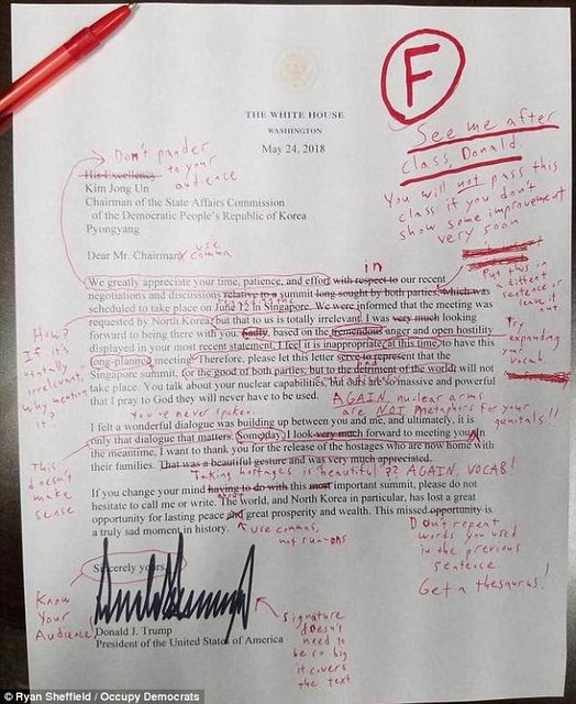 ترامپ در املاء مردود شد!/ «دونالد، بعد از کلاس بیا پیش من» ترامپ در املاء مردود شد!/ «دونالد، بعد از کلاس بیا پیش من»