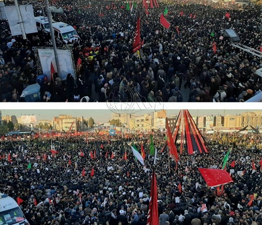 قرائت بیانیه رهبر انقلاب در مراسم تشییع سردار سلیمانی در کرمان قرائت بیانیه رهبر انقلاب در مراسم تشییع سردار سلیمانی در کرمان