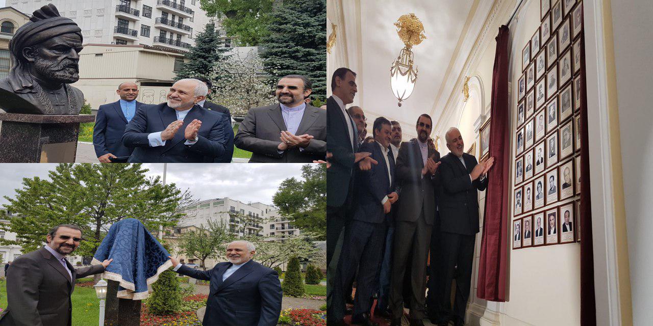 رونمایی از سردیس حافظ، سعدی، فردوسی و رودکی در سفارت ایران در مسکو توسط ظریف (+عکس) رونمایی از سردیس حافظ، سعدی، فردوسی و رودکی در سفارت ایران در مسکو توسط ظریف (+عکس)