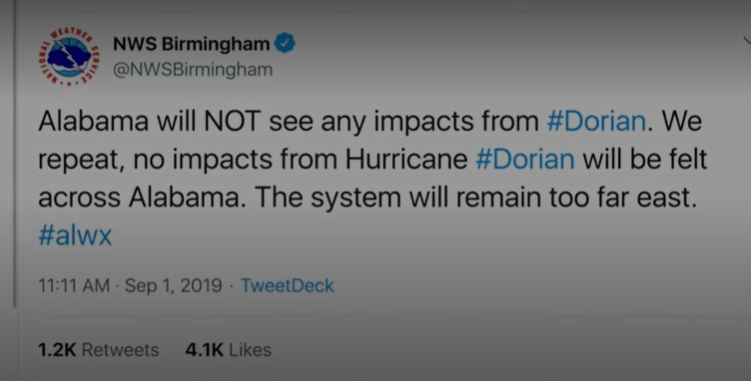 ترامپ: توفان از آلاباما می گذرد/ هواشناسی آمریکا: رد میکنیم ترامپ: توفان از آلاباما می گذرد/ هواشناسی آمریکا: رد میکنیم