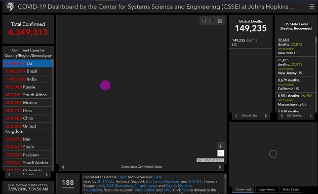 مجموع مبتلایان به کرونا در آمریکا از 4.3 میلیون گذشت/ بیش از 61 هزار ابتلا در 24 ساعت
