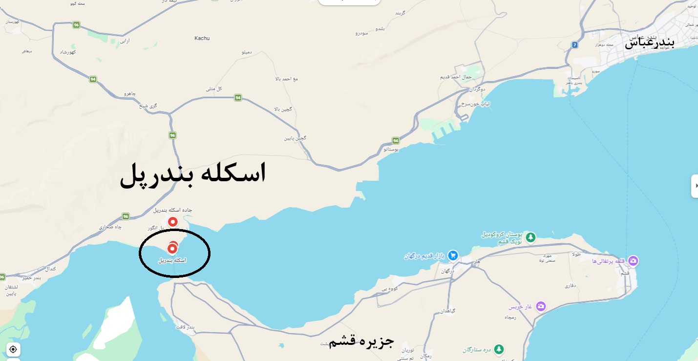 نقشه موقعیت بندر پل نقشه موقعیت بندر پل