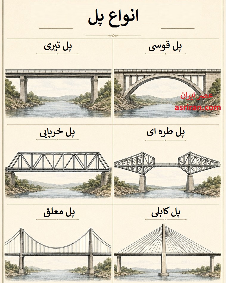 اینفوگرافیک انواع رایج پل اینفوگرافیک انواع رایج پل