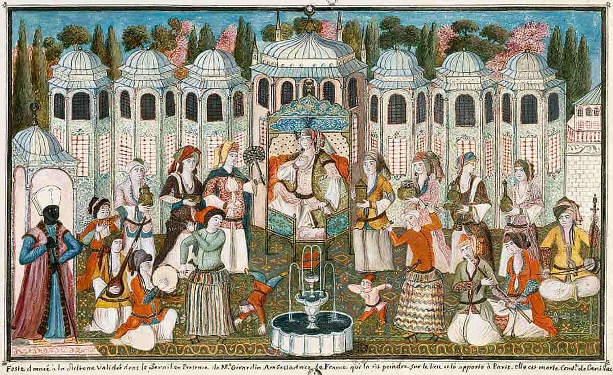 والدهسلطان و مادام ژیراردن، همسر سفیر فرانسه، اثر هنرمند ناشناس، ۱۶۸۶ میلادی. والدهسلطان و مادام ژیراردن، همسر سفیر فرانسه، اثر هنرمند ناشناس، ۱۶۸۶ میلادی.