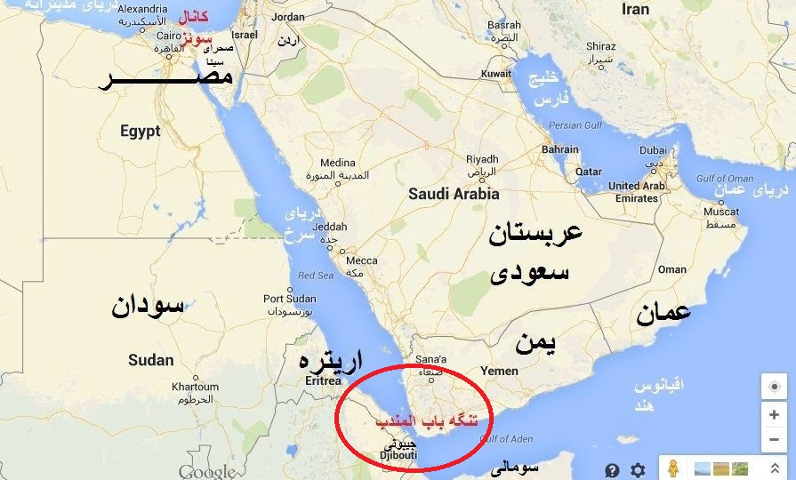 نقشه موقعیت بابالمندب نقشه موقعیت بابالمندب