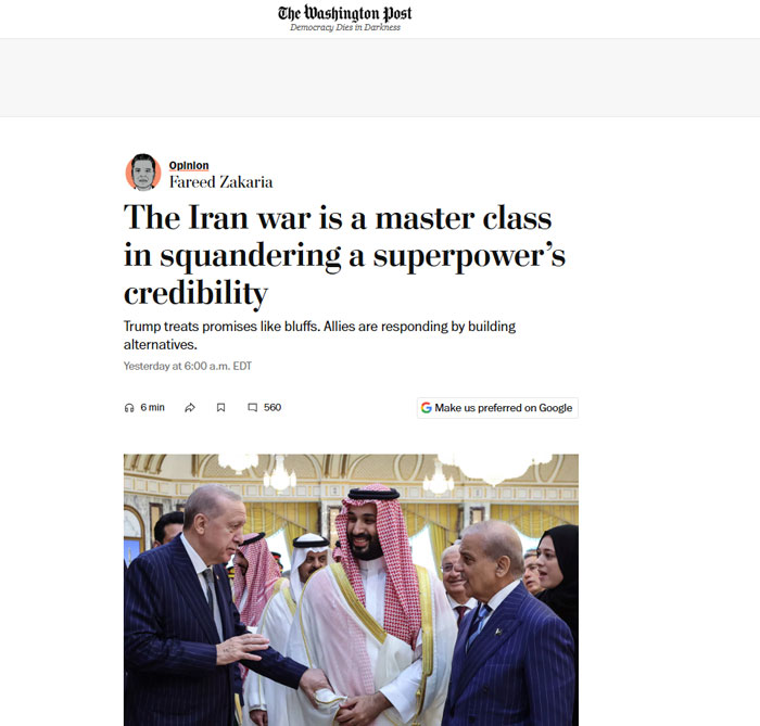 مقاله فرید زکریا در واشنگتن پست مقاله فرید زکریا در واشنگتن پست