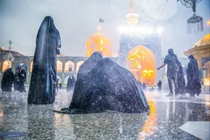 بارش شدید باران در حرم مطهر امام رضا