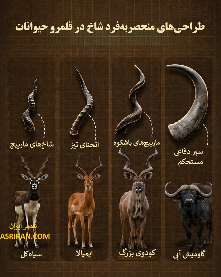 اینفوگرافیک مقایسه چهار نوع شاخ در دنیای وحش اینفوگرافیک مقایسه چهار نوع شاخ در دنیای وحش