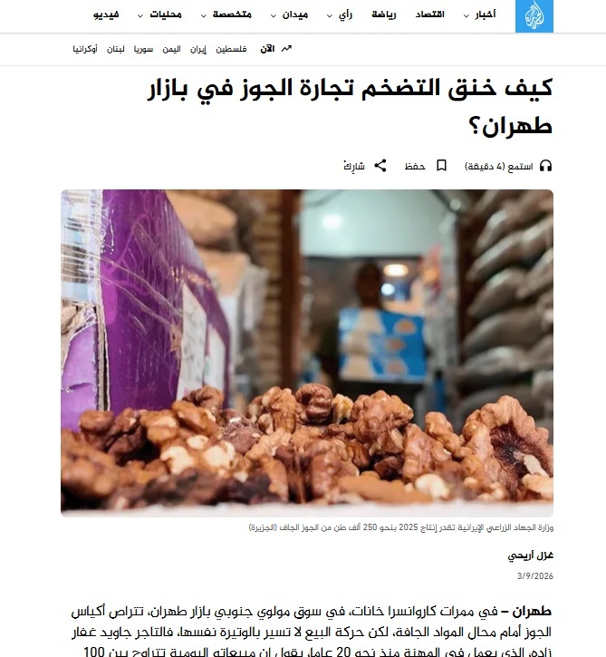 گزارش الجزیره از فشار تحریم ها به فروش گردو در ایران / افزایش 50 درصدی هزینه ها