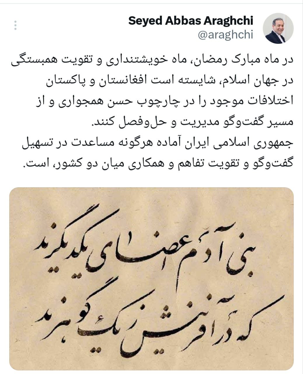 عراقچی: افغانستان و پاکستان خویشتنداری کنند