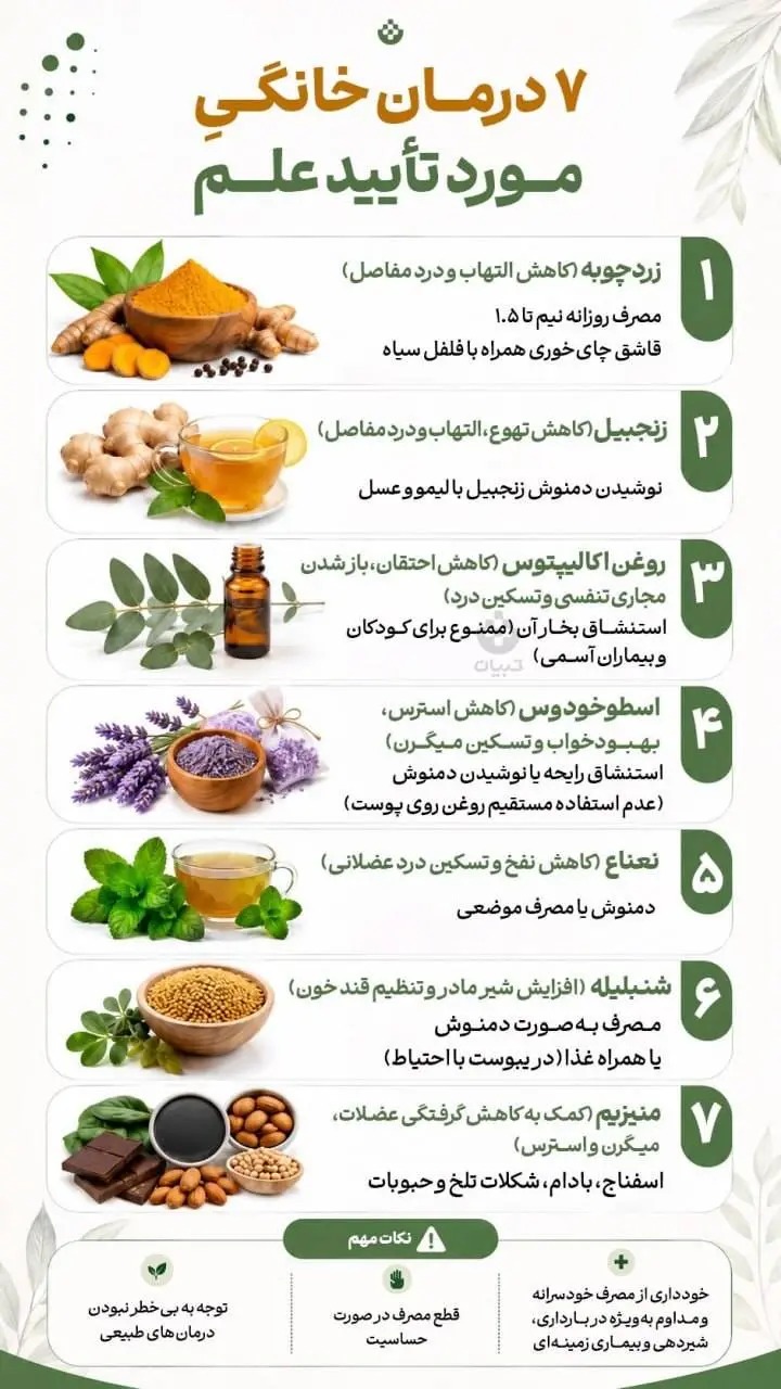 ۷ درمان خانگی مورد تایید علم